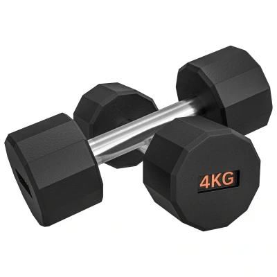 Image of SPORTNOW Dumbbells Set, Hand Weights Pair with 12 Sided Shape and Non Slip Grip for Men Women Home Gym Workout, 2 x 4kg