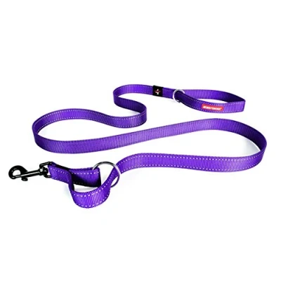 Image of EZYDOG Vario 4 Multi function Dog Lead 3 6 Foot Adjustable Lead, Training Reflective Webbing, Small Dogs, Medium Large Sturdy (Purple)