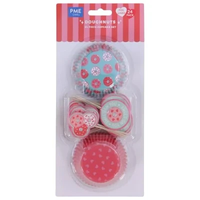 Image of PME Valentines Cupcake Cases &amp; Topper Set of 48 Doughnuts