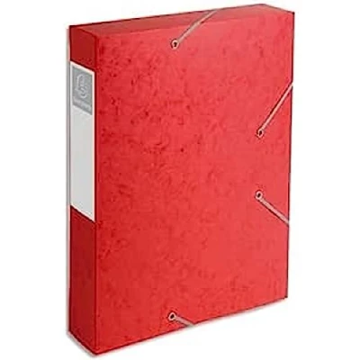 Image of Exacompta Ref 16009H Cartobox Pressboard Filing Box 25 x 33cm, Suitable for A4 Documents, Elastic Straps on 2 Corners, 60mm Spine, FSC Certified Red (Pack of 10)