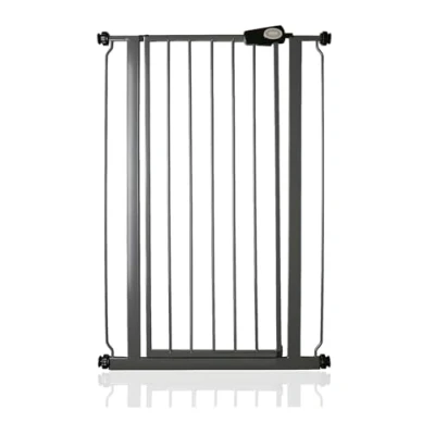 Image of Safetots Extra Tall Narrow Metal Safety Gate Pressure Fit, 68.5cm 75cm, Slate Grey, 104cm in Height, Stair Gate, Baby Easy Installation