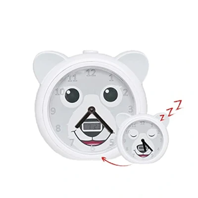 Image of ZAZU Bobby The Bear Clock Sleep Trainer for Kids Helps teach your Child when to Wake Up 30 second nightlight Light Alarm Opens and closes eyes Variable volume