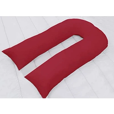 Image of R&amp;G U SHAPE FULL BODY BACK SUPPORT EXTRA FILL NURSING 9FT PREGNANCY MATERNITY PILLOW UK MANUFACTURED (RED)
