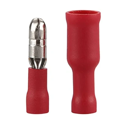 Image of Heschen Bullet Crimp Male &amp; Female Quick disconnects Vinyl Insulated 0.5 1.5mm² (22 16 AWG) Red 100Pack