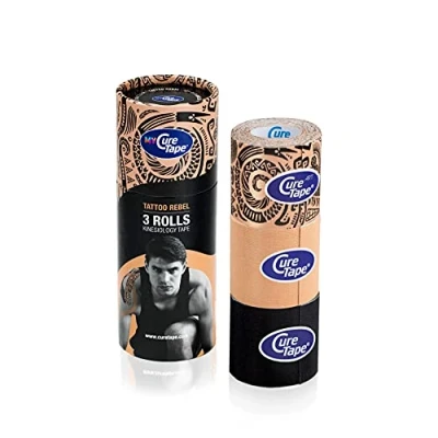 Image of CureTape 3 Rolls Multipack K Tape 5cm x 2.5m Waterproof Kinesiology Tattoo Rebel Medical for Extreme Sport Conditions Increase Mobility &amp; Performance Reduce Joint Pain
