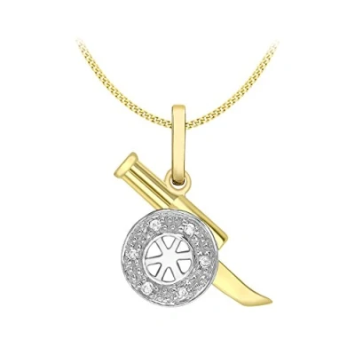 Image of Carissima Gold Women&#039;s 9 ct Yellow Diamond Cannon Pendant on Adjustable Curb Chain Necklace of 40 cm/16 inch 46 cm/18