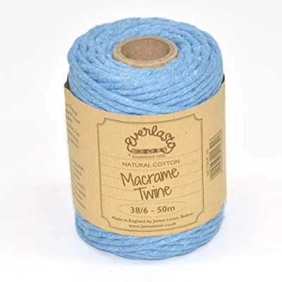 Image of 50M Spools Everlasto Single Twist Soft Cotton Coloured Macrame Craft Twine 38/6 (4mm approx) (Sky Blue)