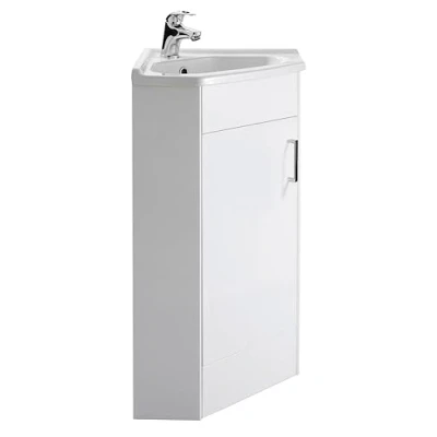 Image of Balterley Gloss White Free Standing 1 Door Corner Vanity Basin Unit 555mm
