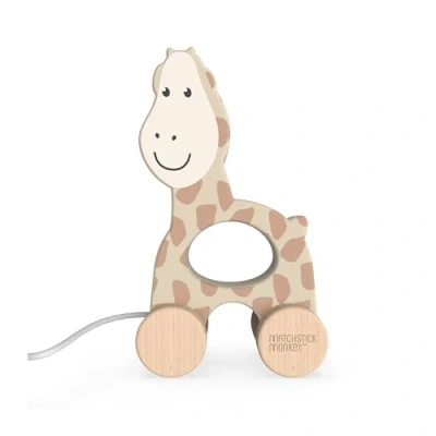 Image of Matchstick Monkey, Playtime Wooden Pull Along Toy, Race or Push to Encourage Imaginative and Creative Play, Easy Grip, 12 Months Old+, Giraffe