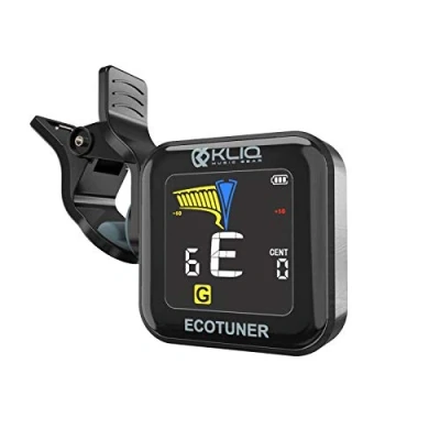 Image of KLIQ EcoTuner USB Rechargeable Clip On Tuner for All Instruments (with included charging cable) with Guitar, Ukulele, Violin, Bass &amp; Chromatic Tuning Modes (also Mandolin and Banjo)