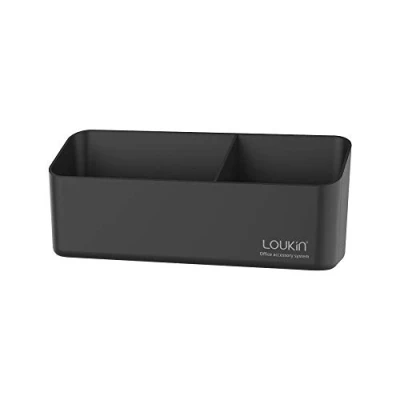 Image of loukin Magnetic and Adhesive Marker Holder, Dry Erase Accessory Tray, Storage Organizer for Whiteboard, Glass or Refrigerators (Black)