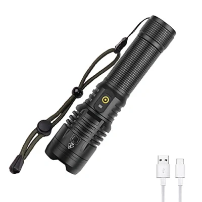 Image of WESLITE 7000 Lumens LED Torch Rechargeable, XHP70.2 Powerful Torches Super Bright High Handheld Flashlight Zoomable Tactical 5 Modes for Camping Fishing Hiking(Battery Included)