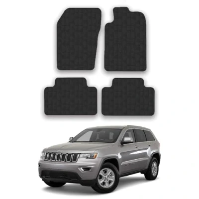 Image of 5mm Rubber Car Mats Compatible With Jeep Grand Cherokee (2011 2020) Tailored Fit Floor Set Accessory Custom Anti Slip Backing Heavy Duty Waterproof Easy Clean Durable All Weather