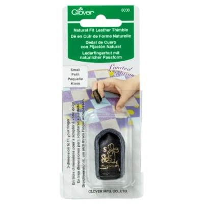 Image of Clover Natural Fit, 3, Seamless Thimble, Black, Small, Inner Dimensions 9/16&quot; 14.5mm
