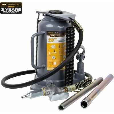 Image of Winntec 20 Ton Pneumatic Air Bottle Jack for Commercial Car Garages and Workshops, 245mm to 475mm Lifting Height with a 80mm Screw Extension