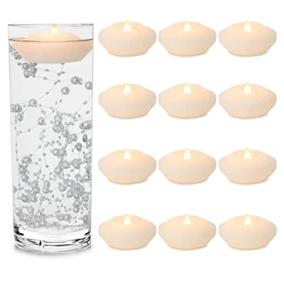 Image of LARDUX 3 Inch Led Floating Candles 12 PCS Flameless Water Activated Tea Lights Fake Tealight Battery Operated for Centerpieces Cylinder Vases Wedding Party Decorations