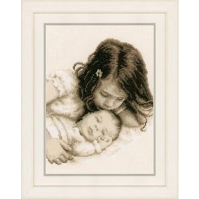 Image of Vervaco Baby and Sister, Polyester Cotton, Multi Colour, 40 x 2 20 cm