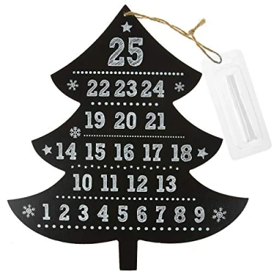 Image of Wooden Christmas Tree Chalkboard Advent Calendar Xmas Countdown with Chalk Stick