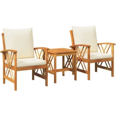Image of vidaXL 3 Piece Garden Lounge Set with Cushions Solid Acacia Wood