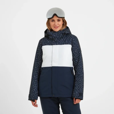 Image of TOG24 Cinder Womens Warm, Waterproof Colour Block Ski Jacket in Durable, Windproof, Breathable Fabric, Insulating Eco Filling, Helmet Friendly Hood, Snow Cuffs and Snowskirt