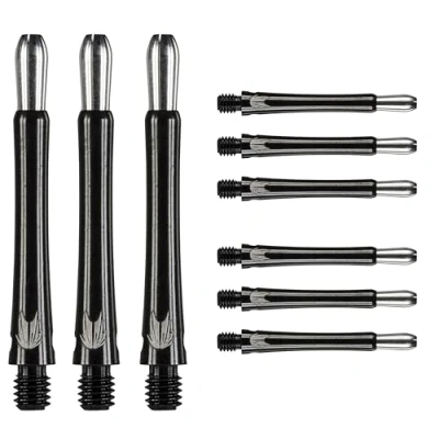 Image of TARGET Darts Grip Style Aluminium Shaft Pack of 9 Black, Intermediate (40.8mm) Professional Accessories, 2BA Multipack with Rings, Dart Multipack, Stems