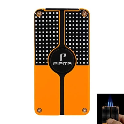 Image of PIPITA Torch Lighter, Windproof Triple Jet Blue Flame Metal Lighter with Punch,Refillable Butane Gas Lighters (Without Gas) (Black)