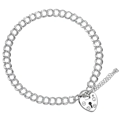 Image of TheCharmWorks Sterling Silver Double Curb Charm Bracelet 7&quot;