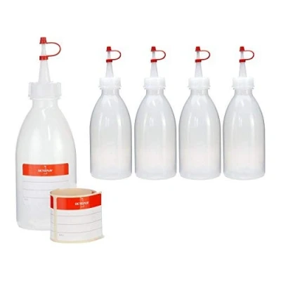 Image of Octopus 5x 250 ml LDPE plastic bottle squeeze laboratory garnish spray with dosing tip or drip cap for kitchen, hobby