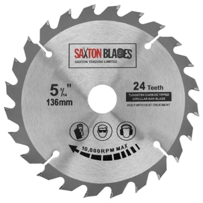 Image of Saxton TCT Circular Wood Saw Blade 136mm x 20mm (16mm Ring) 24 Teeth Compatible with Bosch Makita etc