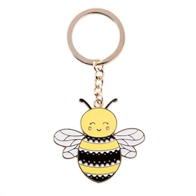 Image of Sass &amp; Belle Bee Happy Enamel Keyring, Yellow/Black, S