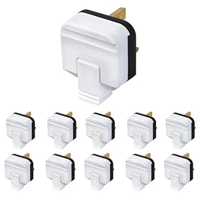 Image of 10x BG PERMAPLUG HDPT13W Heavy Duty Hard Rubber Composite 3 Pin 13A Fused Plug White