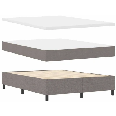 Image of vidaXL Box Spring Bed with Mattress &amp; LED Taupe 140x190 cm Fabric
