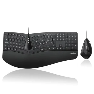 Image of Perixx PERIDUO 505 Ergonomic Keyboard and Mouse Combo with Split Key Layout, Adjustable Wrist Rest, QWERTY Spanish