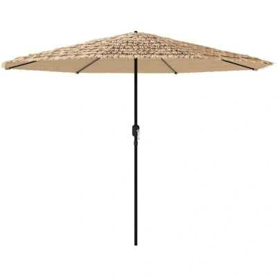 Image of vidaXL Garden Parasol with Steel Pole Brown 324x324x247 cm