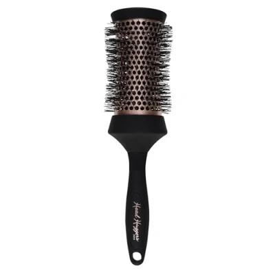 Image of Denman (Large) Thermo Ceramic Hourglass Hot Curl Brush Hair Curling for Blow Drying, Straightening, Defined Curls, Volume &amp; Root Lift Rose Gold Black, (DHH4RRG)
