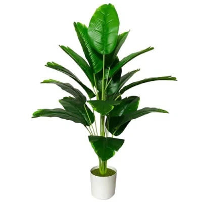 Image of AIVORIUY Artificial Plant in Pots Fake Plants Indoor Outdoor, Faux Potted Tree Tropical Palm Floor for Home Office Living Room Bedroom Decor Housewarming Gift (80cm Green Banana)