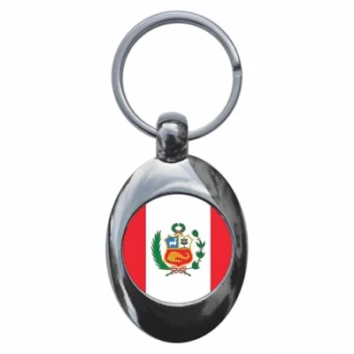 Image of Ozorath Peru National Flag Keyring Keychain Key Ring Chain With Trolley Coin