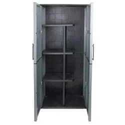 Image of Utility Cupboard; 2 Doors; 3 (Half Shelves) Shelf; Two Tone Grey
