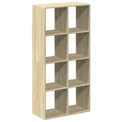Image of vidaXL Room Divider Bookcase/Bookshelf Sonoma Oak, Engineered Wood, 69.5x29x69.5cm 4 Compartment Storage, Versatile Placement