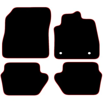 Image of Carsio Carpet Car Mats For Ford Fiesta 2017 Onwards 4 Piece Set Tailored Fit Floor Mat Complete Accessory Black Custom Fitted All Weather, Anti Slip Backing &amp; Red Trim