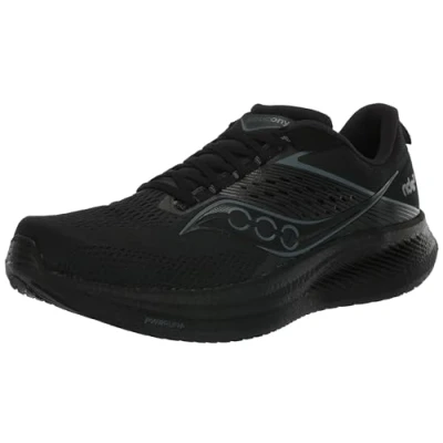 Image of Saucony Men&#039;s Ride 17 Sneaker, Black/Black/Black, 8