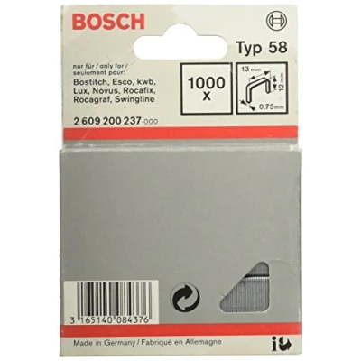 Image of Bosch Accessories 2609200237 Fine Wire Staple, Silver, 12 x 13 mm, Set of 1000 Piece