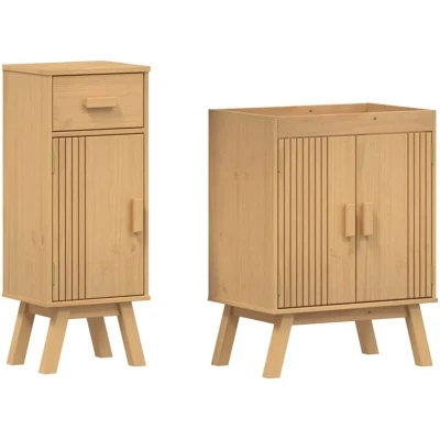 Image of vidaXL 2 Piece Bathroom Furniture Set Solid Wood Pine