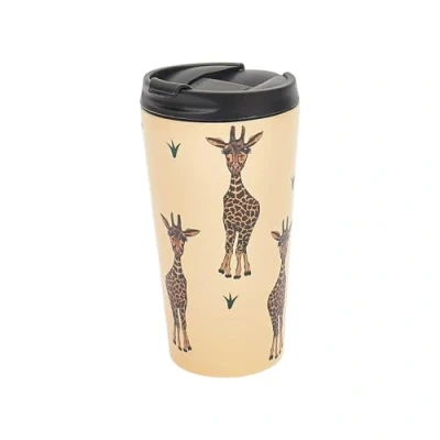 Image of ECO CHIC Reusable Thermal Coffee Cup Stainless Steel Leakproof Insulated 330ml Travel Mug (Giraffes Beige)