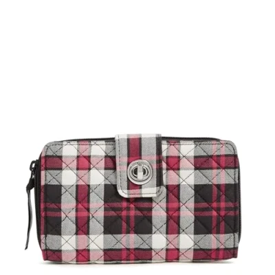 Image of Vera Bradley Women&#039;s Cotton Turnlock Wallet with RFID Protection, Fireplace Plaid, One Size