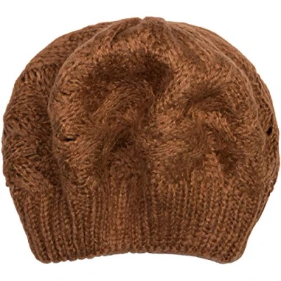 Image of styleBREAKER Women Knitted Beret with Plait Pattern, Winter, Beret, French Cap 04024166, Colour:Cognac