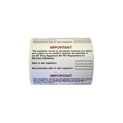 Image of Warning Signs PERIODIC INSPECTION LABEL S/A VINYL 100 LABELS ON A ROLL 75x35