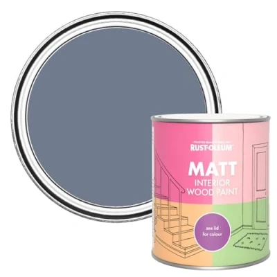 Image of Rust Oleum Blue Interior Wood Paint in Matt Finish Hush 750ml