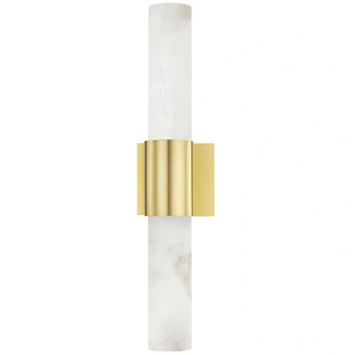 Image of Barkley 2 Light Wall Sconce Brass, Alabaster