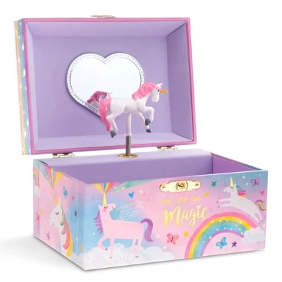 Image of Jewelkeeper Girls Unicorn Jewellery Box with Spinning Unicorn, Cotton Candy Design, Beautiful Dreamer Tune, Kids Musical fir Birthday Presents